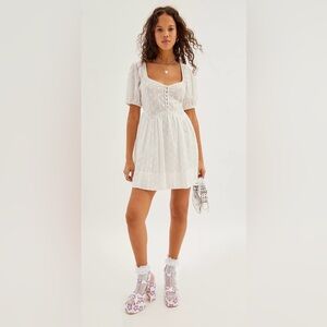Urban Outfitters Kimchi Blue Maci Polka Dot Mini Dress White Size Small Boho